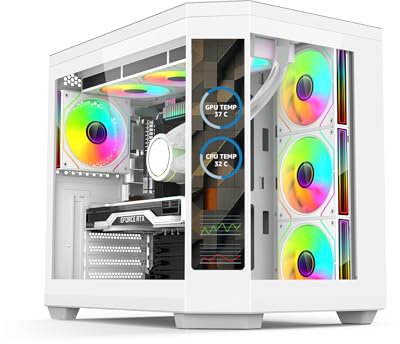ionz Gaming PC - Desktop Computer, Ryzen 5 5600, NVIDIA RTX 5060,16GB RAM 1TB SSD, 240mm AIO Liquid Cooling, Windows 11, 600W 80+ PSU, WiFi, (APEX VISION, White)