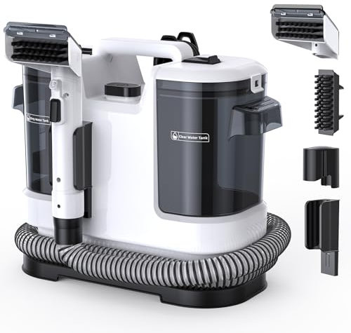 welsauber Pulitrice per Divani in Tessuto, 450W Motore Potente Aspirapolvere Multifunzione Ideale per Divani, Tappeti, Moquette, Materassi, Auto - Pulizia Potente e Asciugatura Efficace (Bianco)