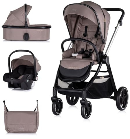 Chipolino Kombikinderwagen 3 in1 Marbella Fußabdeckung Einlage i-Size Babyschale beige