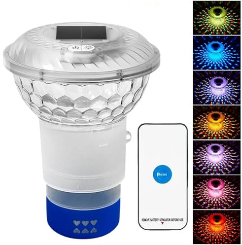 Pool Chlore Floater | Dispensatore di Cloro | Dispensatore chimico Galleggiante per Vasca idromassaggio e piscine | Clorinatore di facile apertura con luci colorate, rilascio regolabile