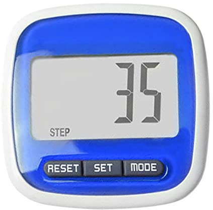 Podomètre de Poche avec Clip de Ceinture, podomètre, Compteur Pas, Compteur Distance Marche, Calories avec Grand écran LCD et Clip Ceinture (Bleu), Course à pi