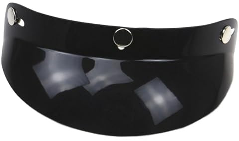 AMENGJ Visiere Casque Moto Visière de Casque de Moto Noire à 3 Boutons-Pression, visière Ouverte, Pare-Soleil