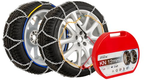 Inter Pack Schneeketten KN 130 12mm für SUV und Crossover, ÖNORM V5117 Grip auf Eis und Schnee, Standmontage ohne Überfahren für Reifen 205/55 R19, 2 Stück im Koffer