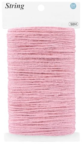 KINGLAKE 50m Pink Jute String, 2mm Hemp Thin Rope String for Gift Wrapping, Crafts, Christmas Decorations, Valentine's Day Presents