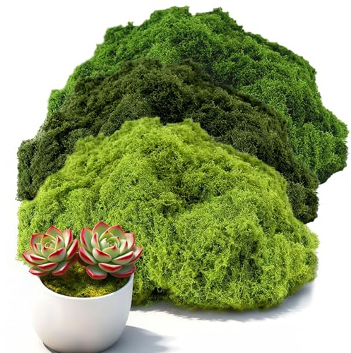 300g Moos Deko - Kunstmoos zum Dekorieren (Armeegrün 100g+ Hellgrün 100g+ Grasgrün 100g) Moos Künstlich Bastelmoos Fake Kunstmoos zum Basteln für Weihnachtsdekoratio Aquarium Wände, Zubehör Modellbau