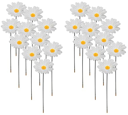ZwaitL 20 Stück Gänseblümchen Gartenstecker, 30, 5 cm, für den Außenbereich, Hof, Kunst, Blumentopf, Pflanzenstab, Ornamente, Einsatz, Rasendekoration, Garten, dekorativ, für den Außenbereich