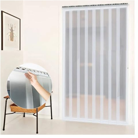 Cortina transparente de PVC para puerta, tiras de plástico resistentes a la intemperie para patio, cocina y dormitorio, esmerilado, tamaño: 105 x 270 cm