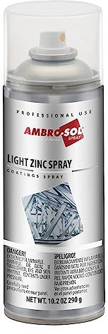 Ambro-Sol Z350 Zinco Chiaro Spray, Ideale per Ritoccare, Rifinire e Riparare con una Finitura Color Grigio Chiaro Superfici Metalliche, Bomboletta in Banda Stagnata Riciclabile all'Infinito da 400 ml