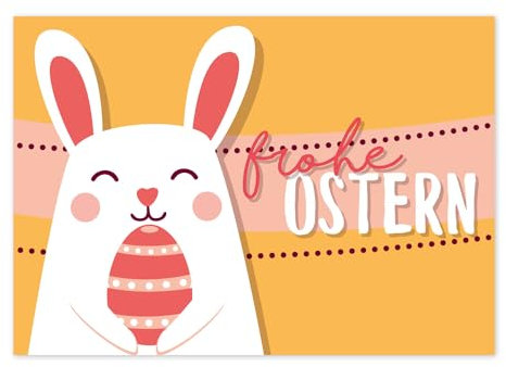 #detailverliebt 15 Oster-Karten mit Hasen-Motiv I DIN A6 I Grußkarten Postkarte im Set mit Umschlägen Frohe Ostern blanko ohne Text I dv033