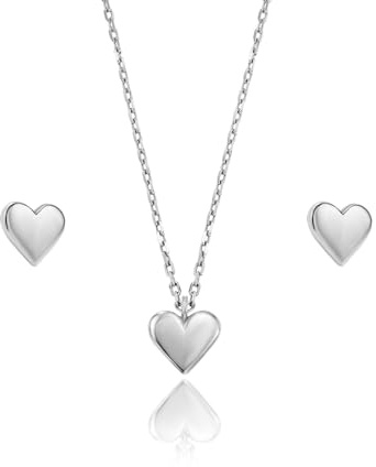 LillyMarie Hochwertiges Sterlingsilber Herz-Ketten- und Ohrring-Set Für Frauen