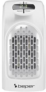 Beper Ri.201 Pocket Heater Mini Termoventilatore per Piccoli Ambienti, Elementi in Ceramica, 2 Velocità, Temperatura 15° - 32° C, 350W - Nero