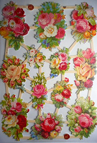 Glanzbilder Blumen Rosen Blumenkorb EF 7372 Oblate Posiebilder Scrapbook Deko GWI 416