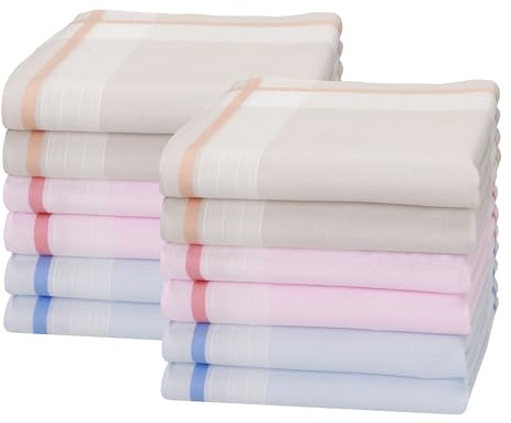 Betz 12er Damen Stoff Taschentücher Set Selma Größe ca. 28x28 cm 100% Baumwolle