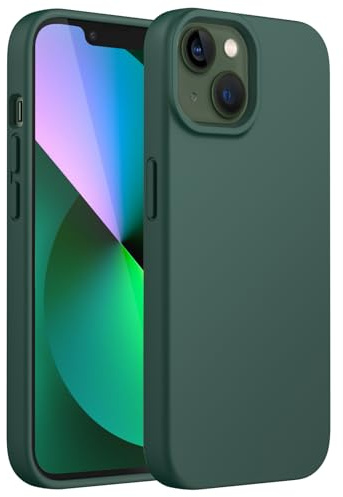 JETech Silikon Hülle für iPhone 13, Nachtgrün | Seidig Weiches Gefühl, Stoßschutz, Kratzfest, Mikrofaser-Innenfutter