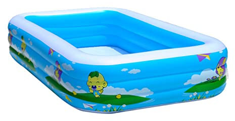 MHXZKHL Rechteckiger Aufblasbarer Familien-Pool Verdickte Die Isolierungs-faltende Erwachsene Aufblasbare Wanne-Garten-im Freien Schwimmen Die Pool-Planschbecken 305 * 170 * 50cm Spielt,Blue