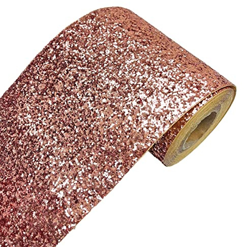 DHHOUSE Roségold Glitzer Tapetenbordüre, Selbstklebend funkeln bordüre 13 cm x 5 meters (Roségold)