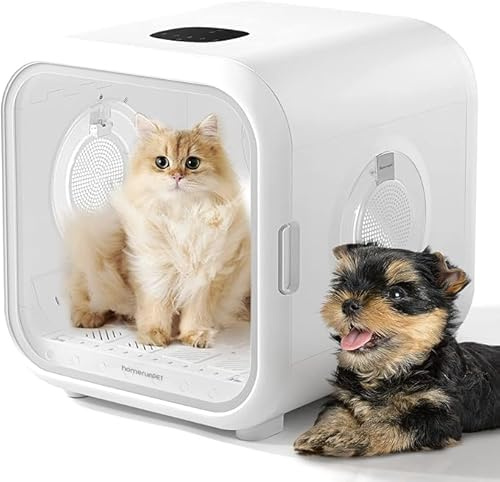 HomeRunPet Pet Dryer, 360° Effizienter Automatischer und Leiser Hundefön Box mit Intelligenter Temperaturregelung, Ideal für Katzen und kleine Hunde (50L Drybo Plus Haustiertrockner)