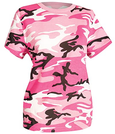 Rothco Women's Long Length Camo T-Shirt – Comfortable Camouflage Tee for Outdoor Adventure, Pink Camo, 2XL