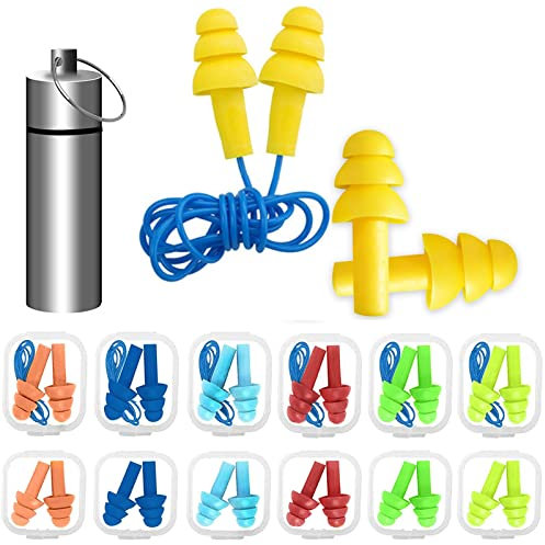 14 Paar wiederverwendbare Ohrstöpsel aus Silikon, weich, mit Aluminiumgehäuse, zum Schlafen, Lernen, Arbeiten, Schwimmen