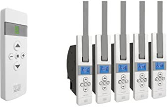 WIR elektronik, eWickler Maxi 5 Fenster Funk-Set, eW845-F, 5x elektrischer Gurtwickler + 1x Fernbedienung FB-9, für 17-23 mm Gurtband, Unterputz, bis 75 kg, inkl. Netzstecker (5 Fenster)