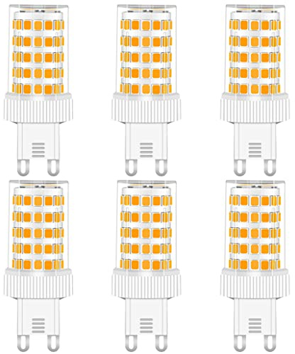 RANBOO Bombillas LED G9 de 10W Equivalente a 50W-100W Lampara Halógena Blanco Cálido 3000K 800lm AC 220-240V, No Regulable, Sin Parpadeo, para Lámparas de Araña, de Techo y de Pared, 6 Unidades