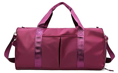 CORIOS Nylon Reisetaschen Duffle Bag Sporttasche Fitnesstasche Schwimmtasche für Herren/Damen Weekender Übernachtung Tasche Trainingstasche Kabinenreisetasche Handgepäck mit Schuhfach Violett Rot