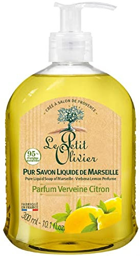 LE PETIT OLIVIER - Savon Liquide De Marseille Verveine Citron 300ml - Pur et Authentique, Fabriqué en France - Idéal pour une Hygiène Corporelle Naturelle et Parfum - Lot De 3 - Vendu Par Lot