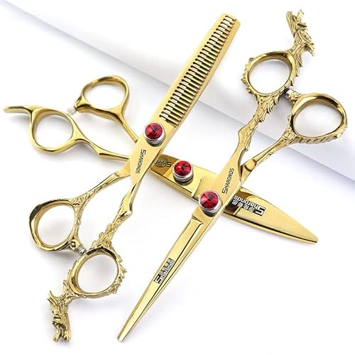 Sharonds peluquero profesional de 6 pulgadas, traje de tijeras de acero inoxidable plateado 440c hecho a mano en Japón (6 pulgadas - 3pc-C)