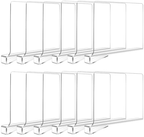 Hiziwimi 12 Stück Acryl Regaltrenner Kleiderschrank transparent verstellbar