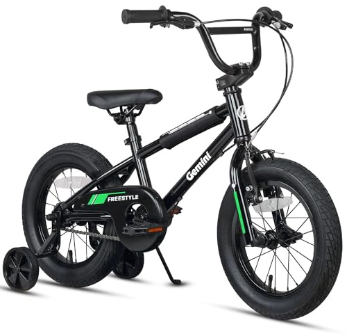 AVASTA 16 Inch Little Kids Bike for Over 4 Years Old Boys Girls Youth BMX Style Bicycle with Bell & Stabilisers & Kickstand, Black