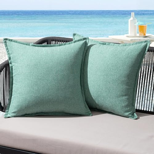 MIULEE 2er Set Kissenbezug 40×40cm Leinen-Optik Wasserdicht Blau Grün