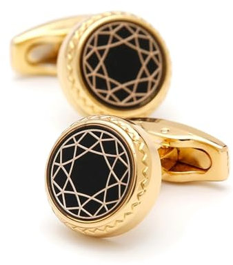 Dsnyu Manschettenknöpfe Gold Rund, Manchettenknoepfe Herren Blumenmuster Hochzeit Schmuck für Hemd mit Geschenkbox