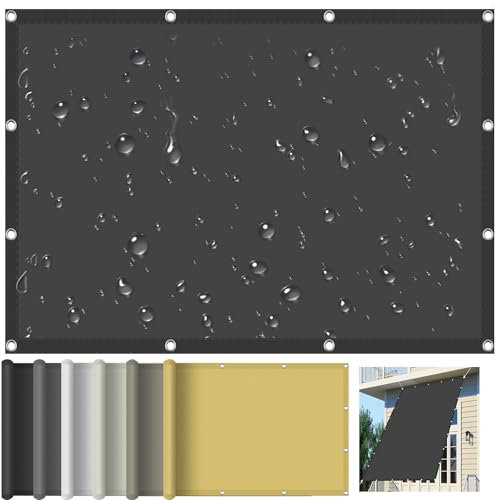 Sonnensegel Wasserdicht Rechteckig mit Ösen 300 x 380 cm Sonnensegel Wasserdicht 95% UV Schutz Wasserabweisend Imprägniert für Terrasse Garten Balkon, Dunkelgrau