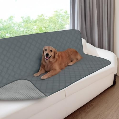 Nobleza wasserdichte Hundedecke,rutschfeste Hundematte als Schutz für Sofa & Bett, in der Waschmaschine waschbar, 208 * 132cm, Grau