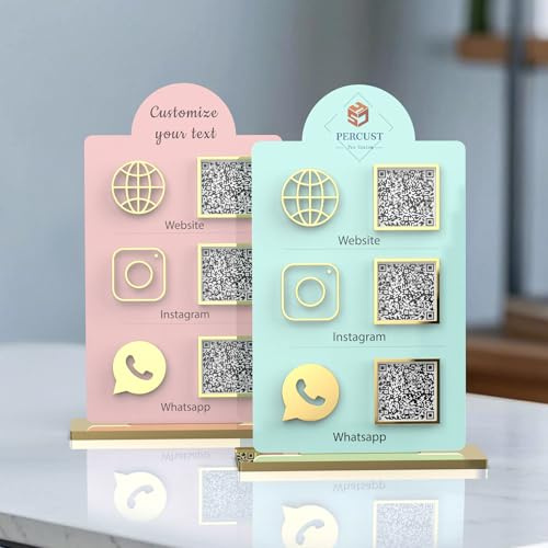 Individuelles 3D-QR-Code-Schild mit Logo, 48 Farben | Anpassbarer QR-Code für mehrere Unternehmen, Instagram-Sozial-Logos, Premium-Schönheitssalons, Restaurants