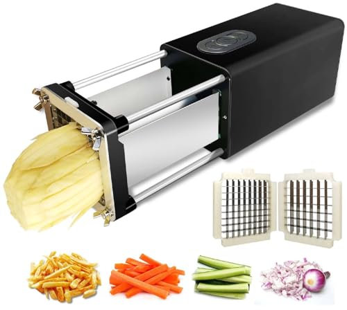 YCNLYSSR Pommes Frites Schneider, Elektrischer Pommes Frites Schneider, 1 2'' + 3 8 Klinge, Kartoffelschneider für Gewerbe und Haushalt, Gemüseschneider, Für Kartoffeln, Karotten
