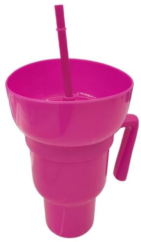 Minhaxue Snack and Drink Cup 2 in 1 Cup Bowl Combo with Straw 900ml | Leakproof Stadium Tumbler Popcorn Cups for Travel Movie Night, Cinema, Home