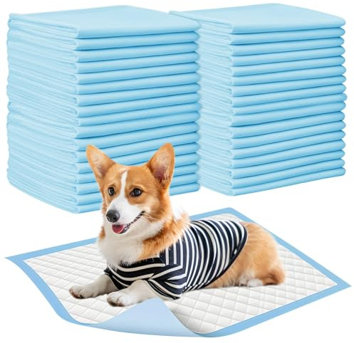 100 Stück PIPI Matten für Hunde, 33x45cm Welpen Unterlagen Trainingspads, Auslaufsicheres 5 Lagiges Design, Super Saugfähige Oberfläche, Welpenunterlagen Einweg für Kranke und Inkontinente Tiere