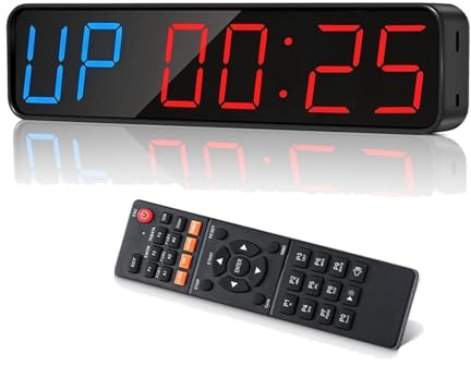 BAFEIYA Grande Orologio Digitale a LED di Grandi Dimensioni Timer a intervalli Portatile Ampio Display Digitale a LED antivertigini, Orologio da Allenamento for Palestra di casa, Gara, Fitness