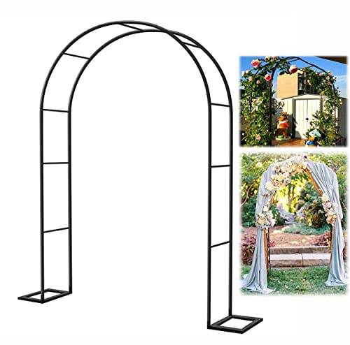 Tonnelle de jardin extra haute en métal noir pour plantes grimpantes – Arche robuste avec bases idéale pour mariages, pergolas, vignes et décoration extérieure