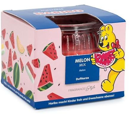 HARIBO™ Duftkerze 85g, HxD: 6,5 x 8 cm, Kerze im Glas, Paraffinwachs, Geschenkidee, im Geschenkkarton, rot