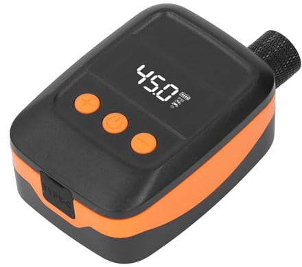 Dpofirs Compresseur d'air Portatif de Pompe à Cycle électrique avec Manomètre Numérique pour Un Gonflage Efficace Lors des Aventures à Vélo (Orange)