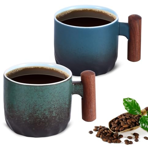 ZONJIE Juego de 2 tazas de café espresso de 70 ml, tazas de café de porcelana, tazas de café expreso premium con asa, mini tazas de café, mini tazas de té, tazas de cerámica para té latte, mango de