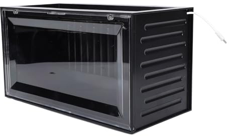 Aramox Vitrine de Figurines, Boîte de Rangement Empilable en Acrylique avec éclairage LED, Conception Réglable à 2 Niveaux pour Objets de Collection et Figurines Miniatures (Black)