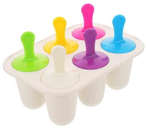 LOLIPPYY Molde para Hacer Helados Caseros 6 Cavidades con Tapa Bandeja Antiadherente Reutilizable de Plástico Blanco para Polos y Postres Apto para Congelador y Snacks de Verano