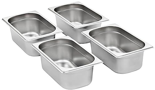 Generico Contenitori Gastronorm 8 pz GN 1/4 100 mm in Acciaio Inox,Argento,3.65kg,50902