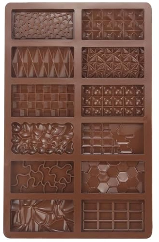 Silicone Chocolate Mould with 12-Cavity Geometric, Reusable, Non-Stick, BPA Free, Chocolate Bar Moulds for Candy, Ice Cubes & DIY Gifts