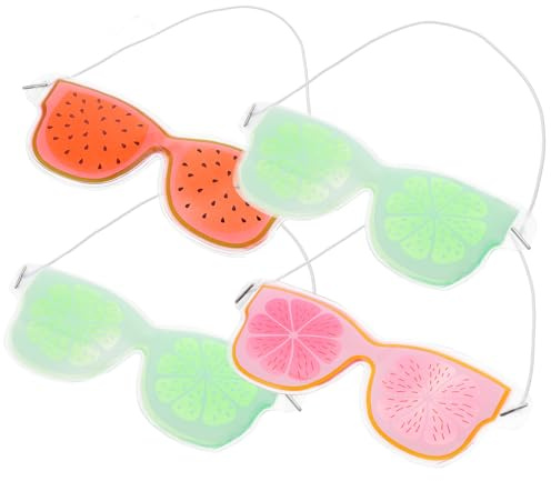 VILLCASE Masques Yeux en Pvc 4pcs, Compresses Oculaires Rafraîchissantes pour Garçon et Filles, Réduction des Poches et Apaisement la Sécheresse, Sommeil Couleur Couleur Aléatoire