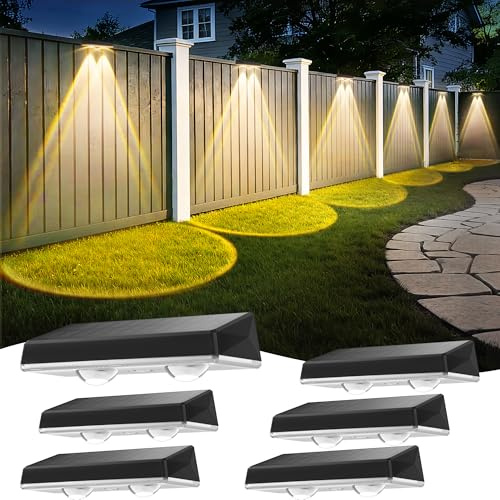 Delaiglow Applique da Esterno Solare Impermeabilità IP67, 6 Pezzi Luce Solare LED Esterno Bianco con 3 Modalità Lampade Solari da Esterno per Cortile, Giardino e Recinzione