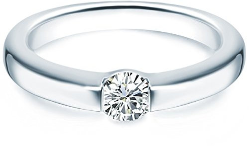 Trilani Damen Verlobungsring 925/- Sterling Silber mit Zirkonia in Brilliantschliff Solitärring Bandring Antragsring